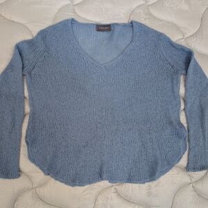 Wooden Ships Knit Sweater, Light Blue Vneck, Womens M/L